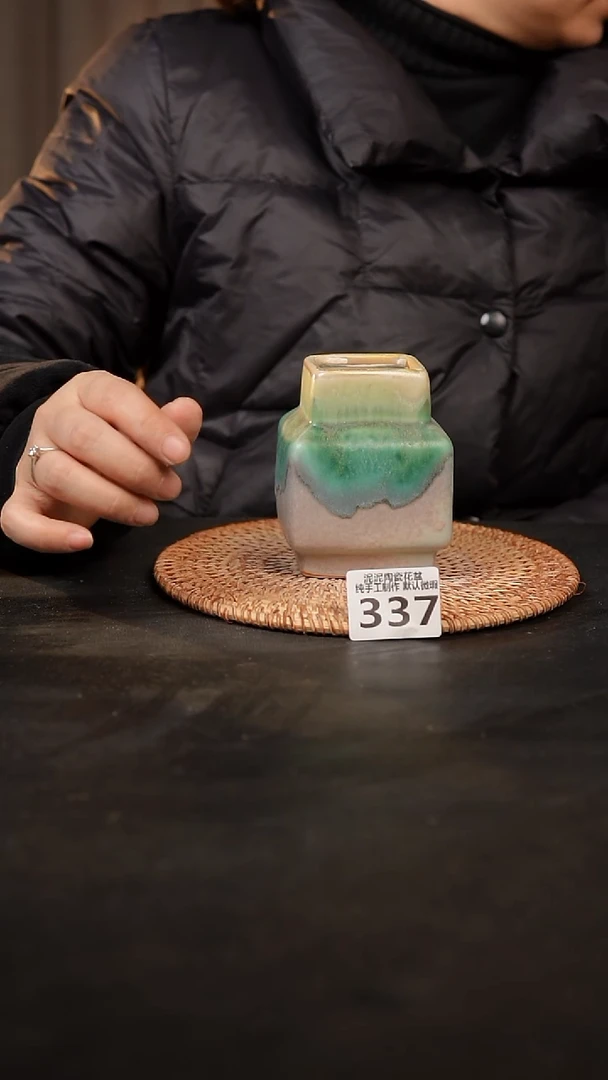 【闪购商品】瓷片337泥泥手工花盆口4高10