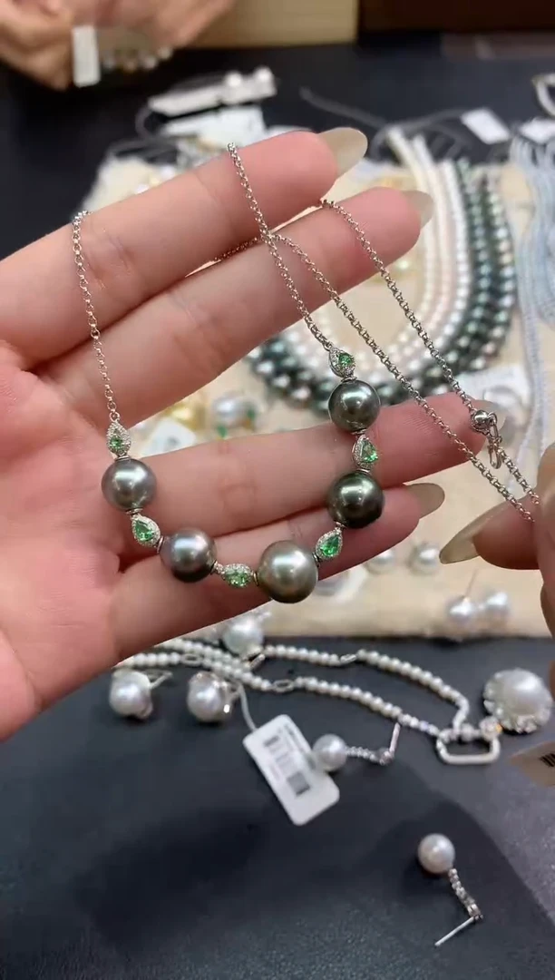 18K金镶嵌项链海水珍珠E604|多样性发货一件|9800