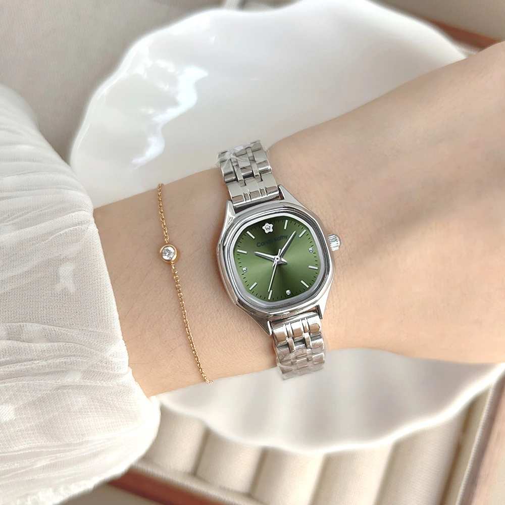 Candy Kathy【官方正版】2315森林绿 女款百搭精致防水小方块腕表