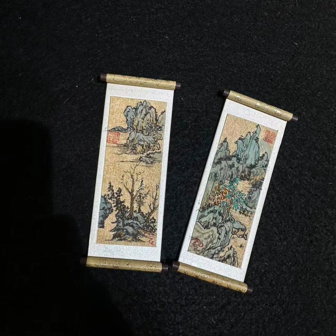 国画小品冰箱贴复古风山水画