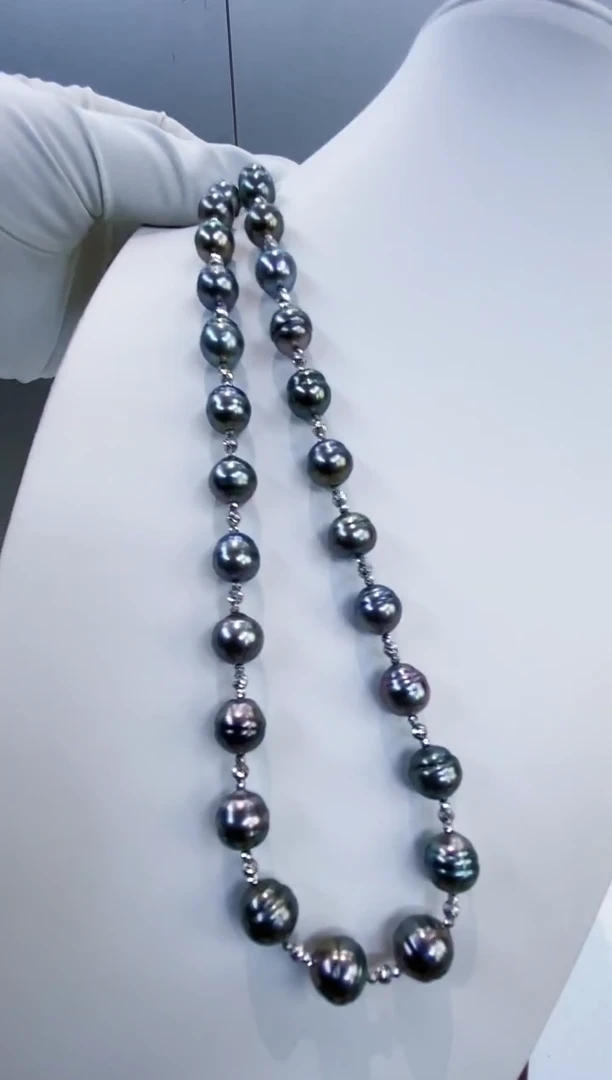 18K金镶嵌项链海水珍珠Y海水大溪地设计款项链