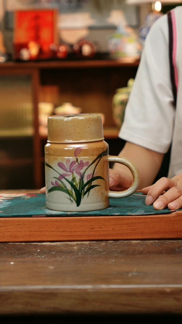 摆件景德镇纯手工釉下彩精品茶具水杯