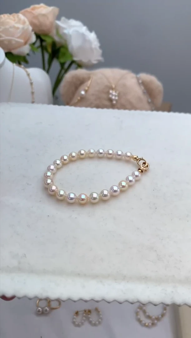 【闪购商品】海水珍珠手链18K金镶嵌6-7糖果手链