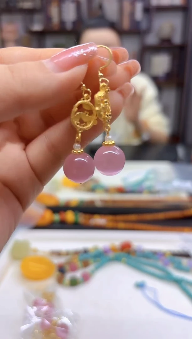 【闪购商品】碧玺猫眼耳饰14K金镶嵌716
