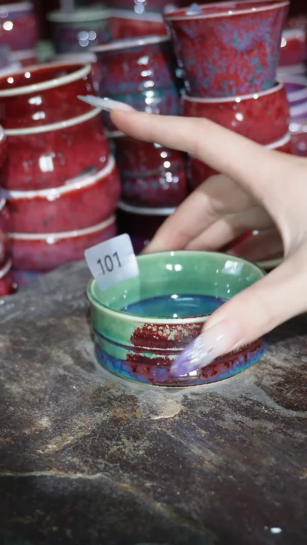 摆件陶精品窑变钧瓷茶器