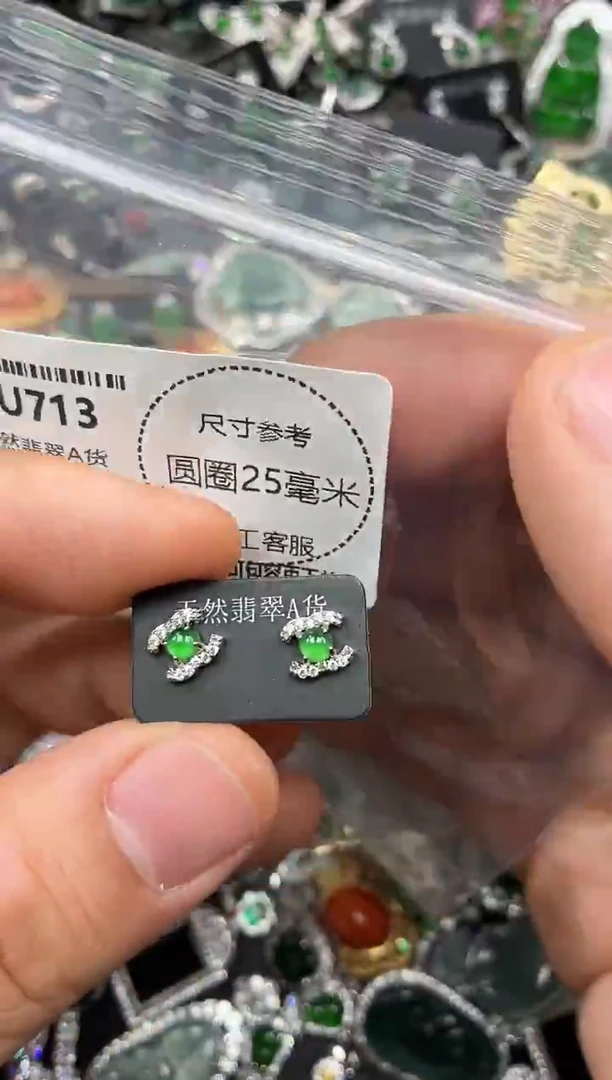 颈饰未镶嵌翡翠U713耳钉