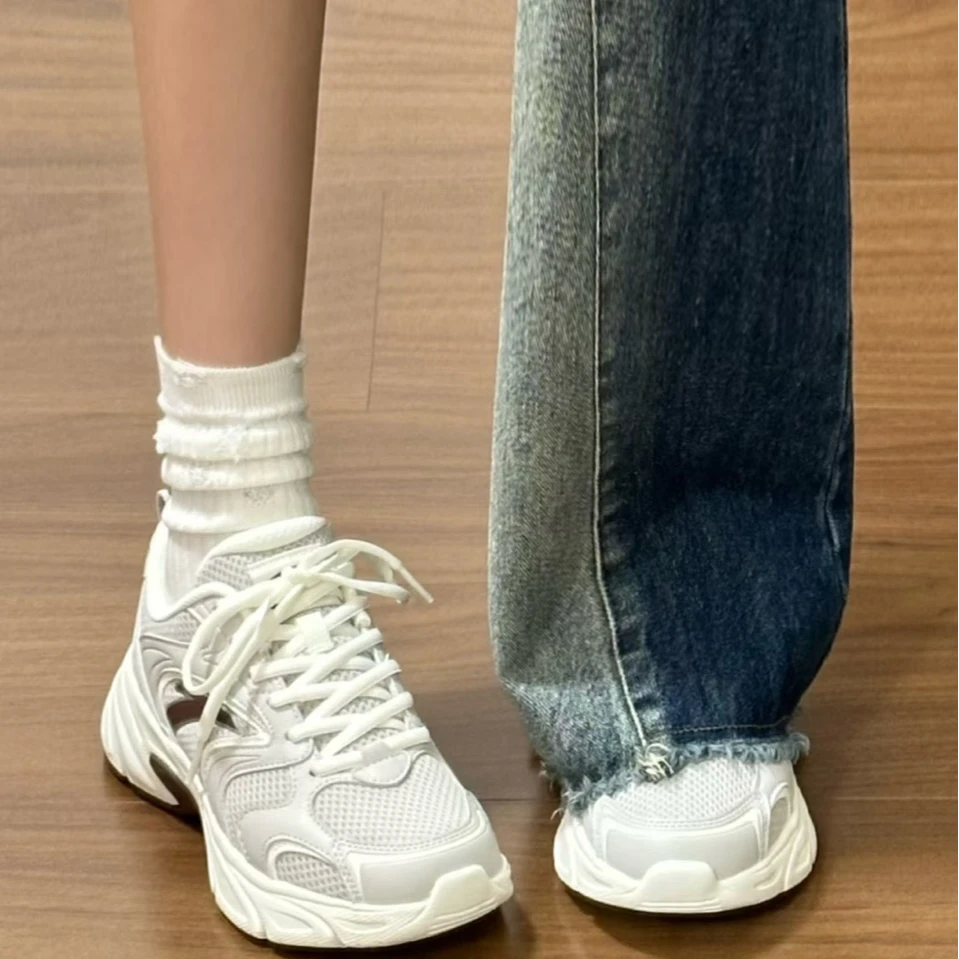 安踏OG800丨网面透气复古银色休闲鞋女2025秋季新款潮流运动鞋子