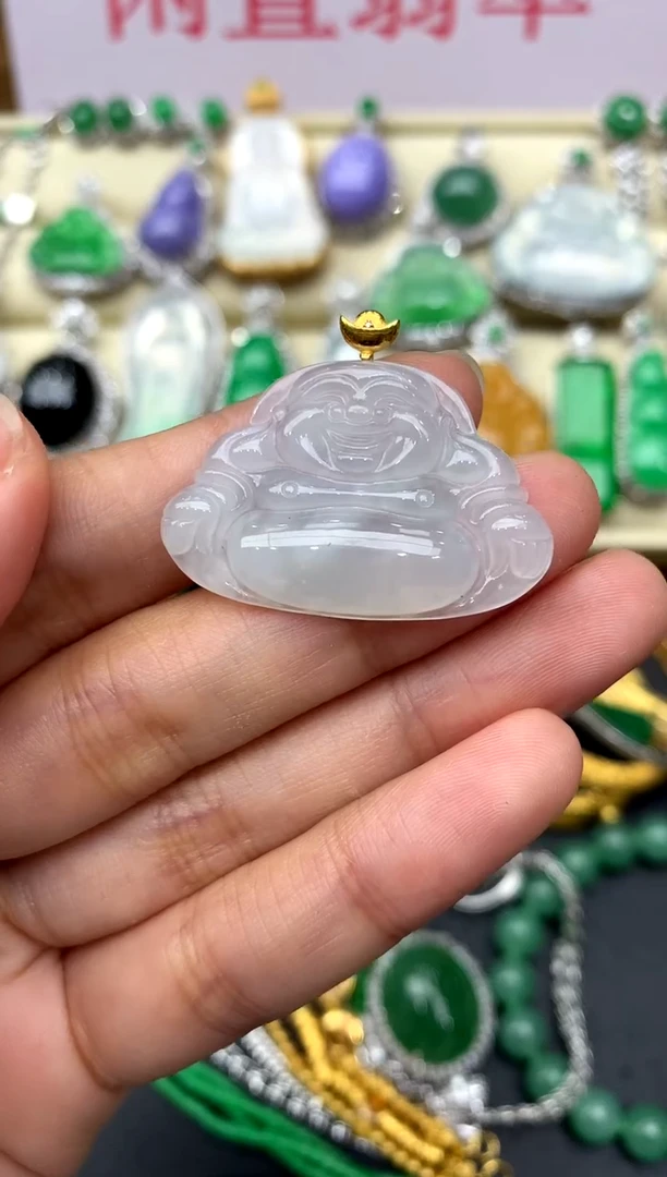 翡翠18K金镶嵌颈饰108-中国好珍宝