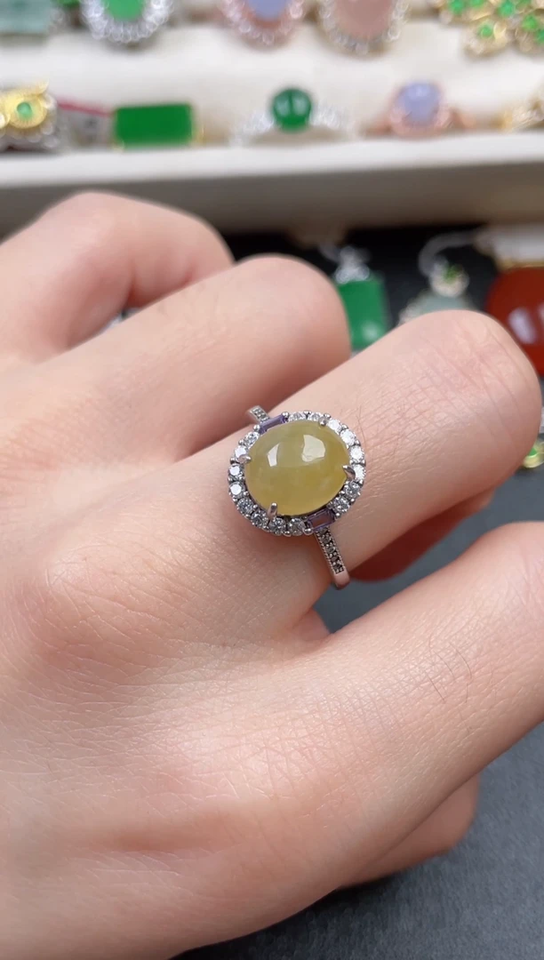 银S925镶嵌戒指翡翠5