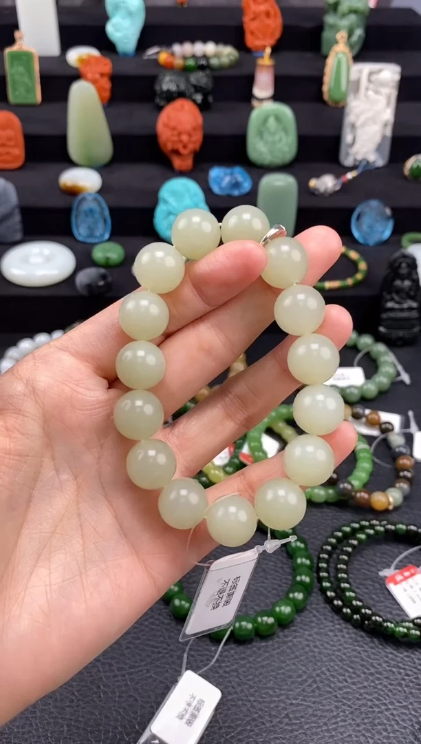 【闪购商品】和田玉-未镶嵌14mm且末甘黄圆珠手串