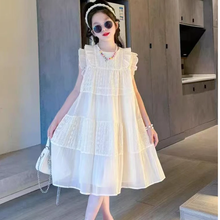 女童夏季连衣裙2025新款洋气时髦超好看女孩夏装薄款飞袖儿童裙子