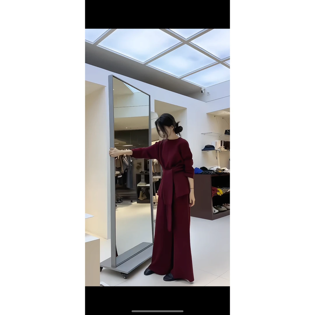 韩系设计感慵懒系带套装女2025冬季收腰两面穿上衣显瘦阔腿裤套装