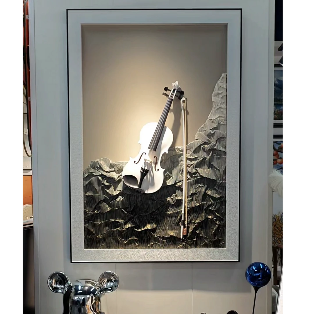 SANYI（小提琴）立体实物装置画沙发背景侧挂入户玄关书房装饰画