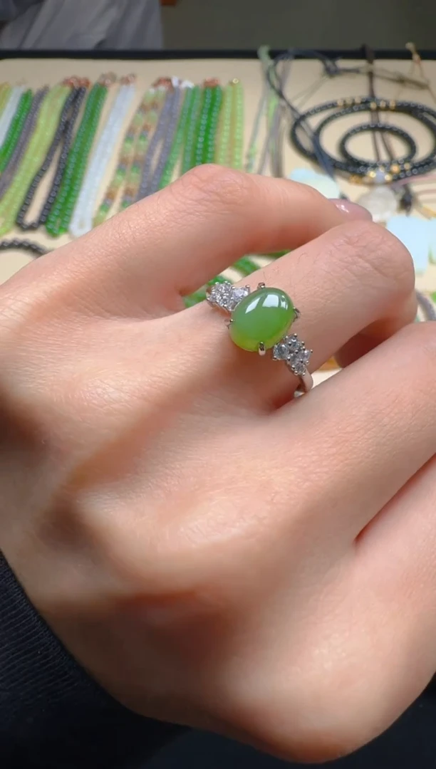 银S925镶嵌戒指和田玉团购多样性发一件