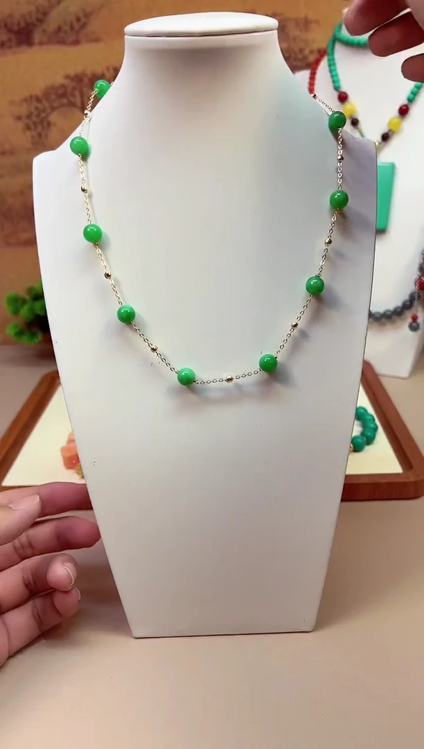 翡翠14K金镶嵌颈饰X97