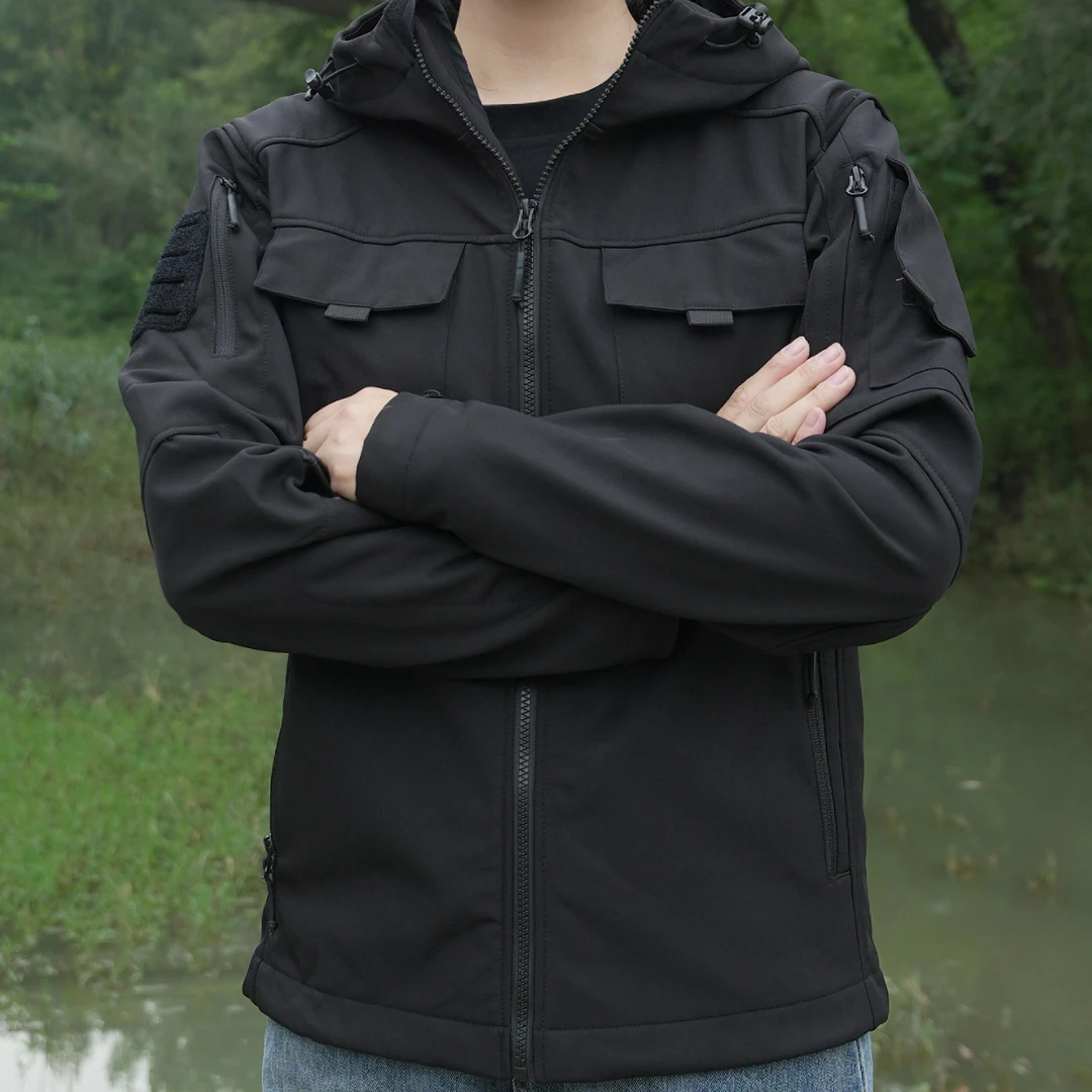 昂垦男士春秋加绒软壳冲锋衣夹克冲锋外套户外防水软壳冲锋衣