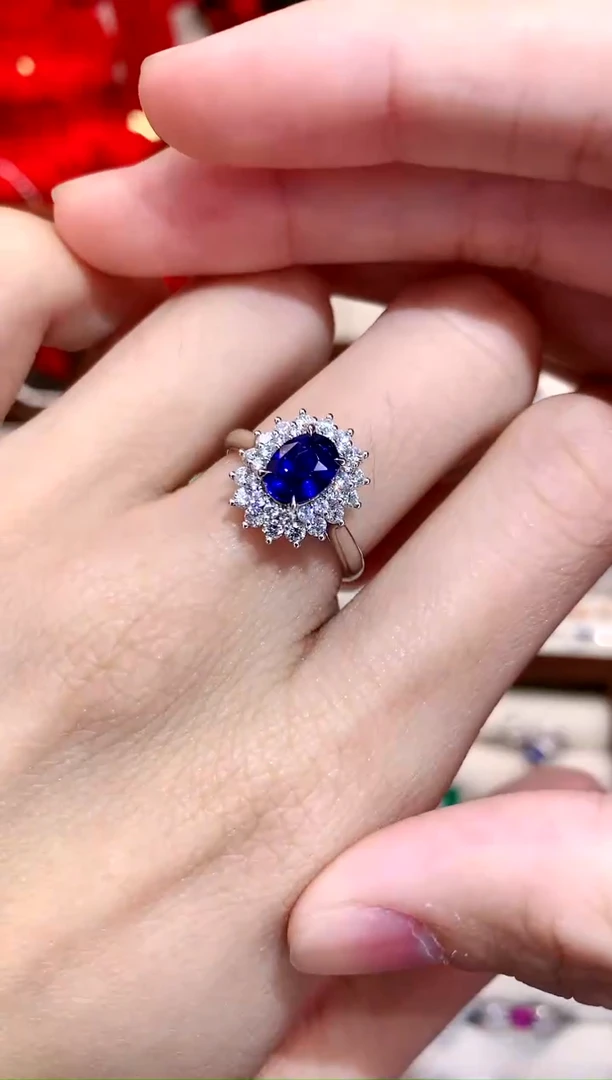 【闪购商品】蓝宝石戒指18K金镶嵌1.51ct/天然宝石/七天无理由