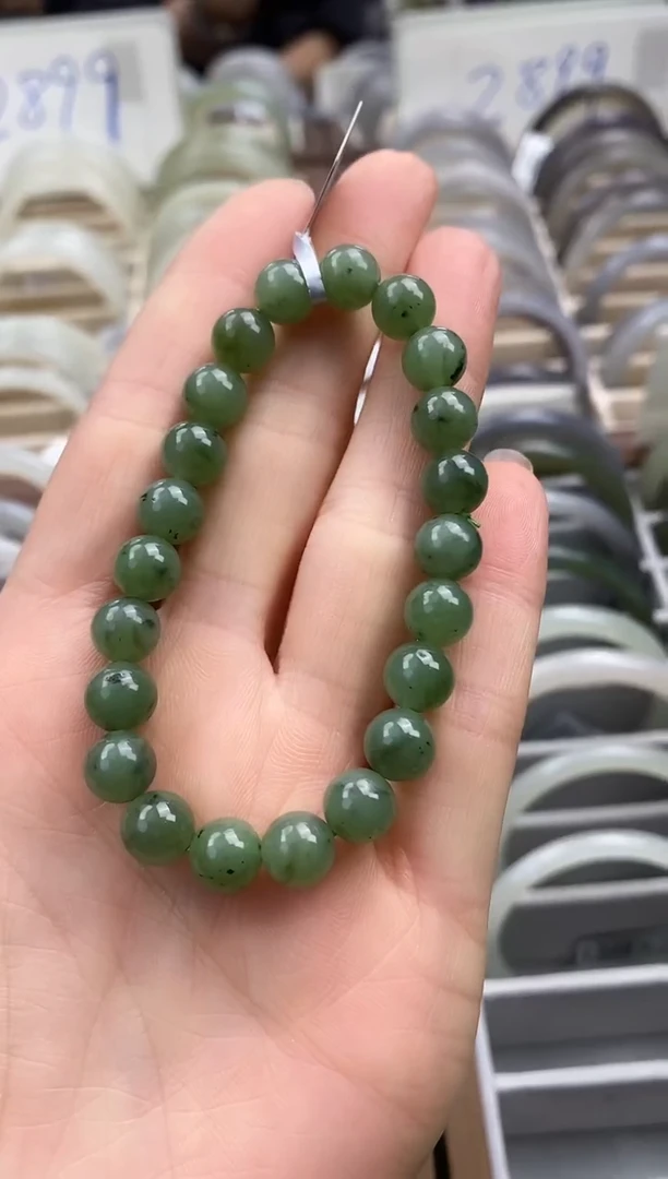 未镶嵌手串和田玉（碧玉）苹果绿8mm