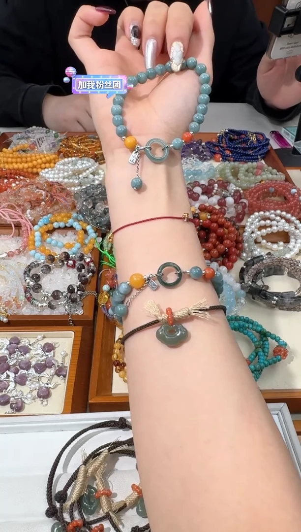 【闪购商品】翡翠手链银S925镶嵌A001翡翠环环设计款