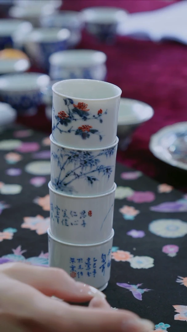 杯景德镇陶瓷杯碗柴烧多人