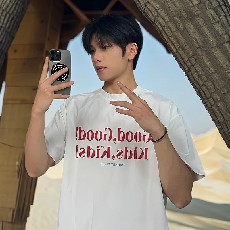 美式高街风字母印花短袖T恤男夏季百搭休闲重磅纯棉圆领情侣上衣