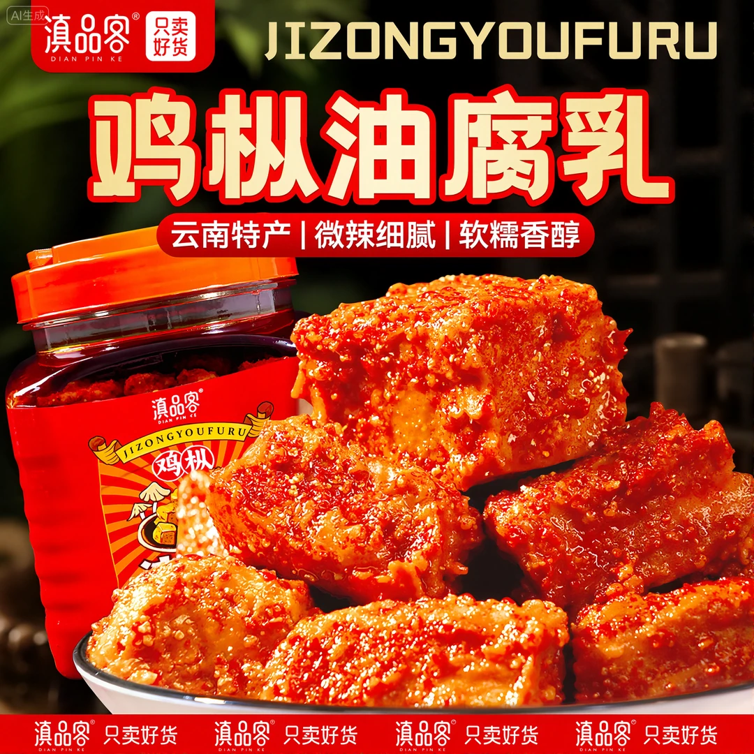 滇品客云南豆腐乳鸡枞油腐乳正宗香辣红油卤腐香辣下饭火锅蘸料批