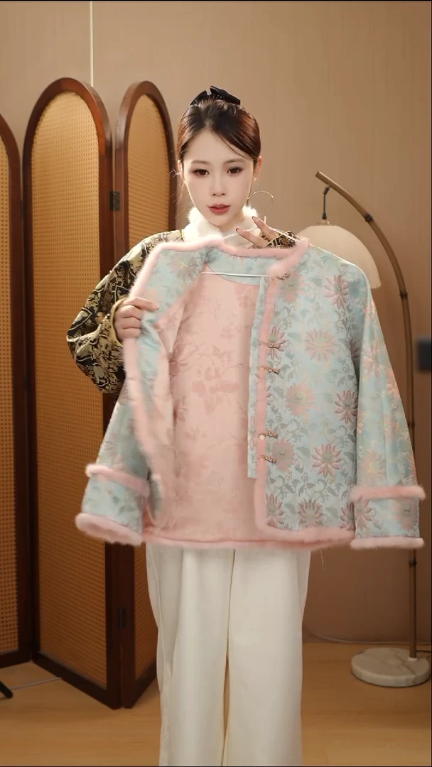 步步生莲夹棉外套