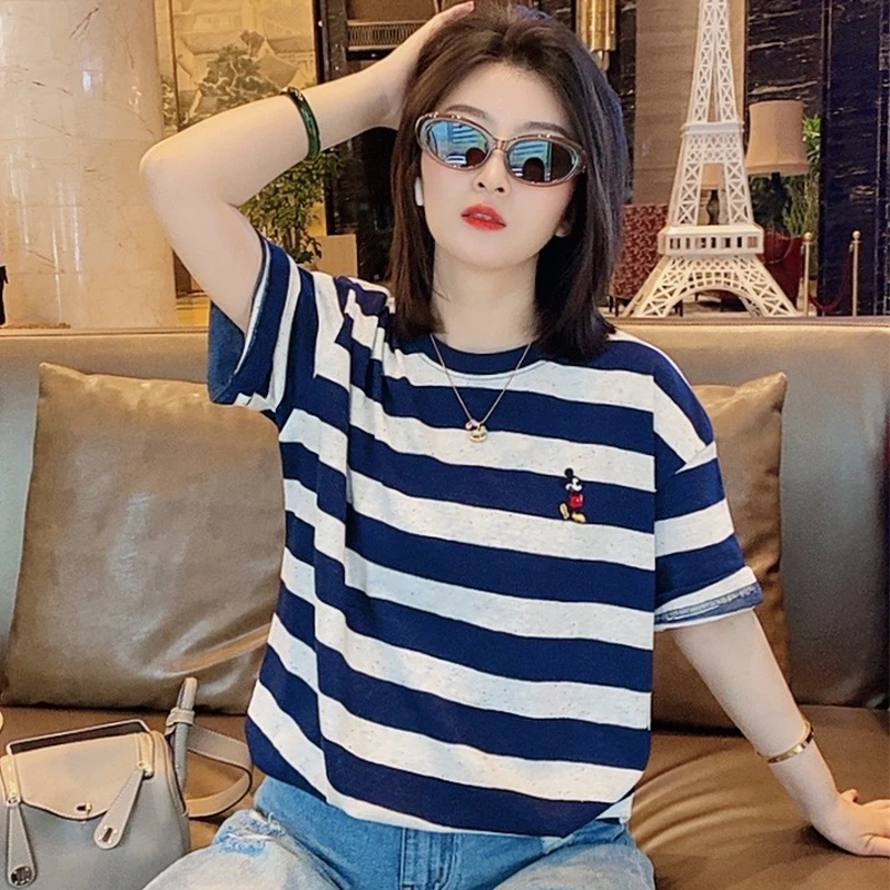 宽条MK-时尚周潮款重磅短袖百搭T恤潮流宽松圆领休闲半袖