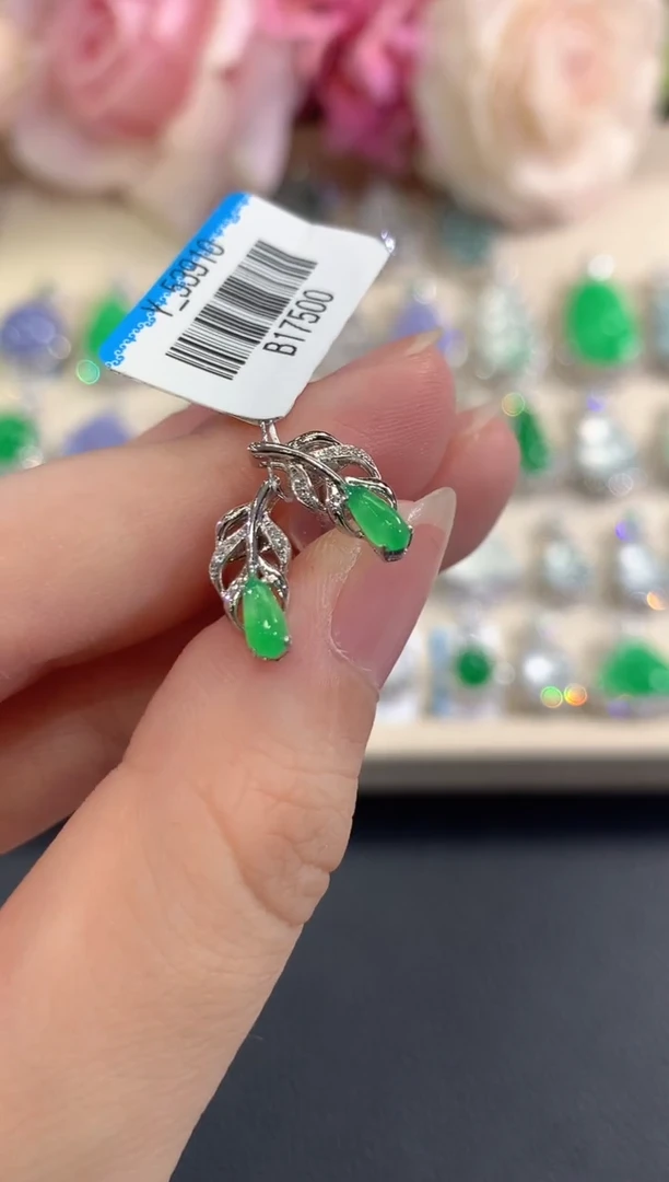 18K金镶嵌翡翠耳饰b36多样性一件发