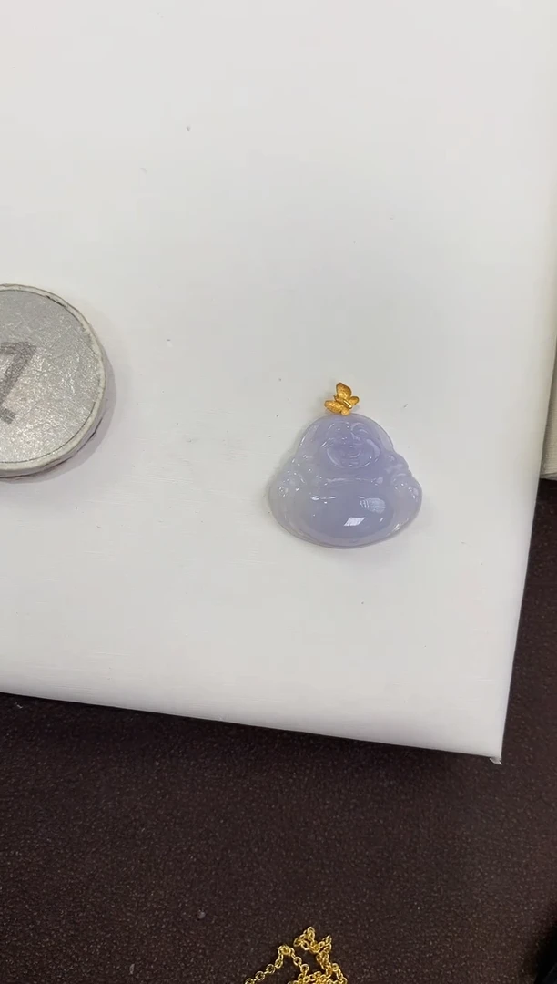 颈饰18K金镶嵌翡翠 天然缅甸a货翡翠(多样性发其一)