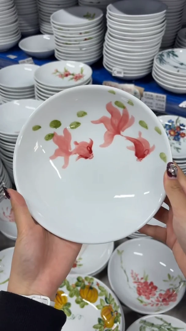 瓷片景德镇高温陶瓷食品级手绘釉中彩-圆深盘