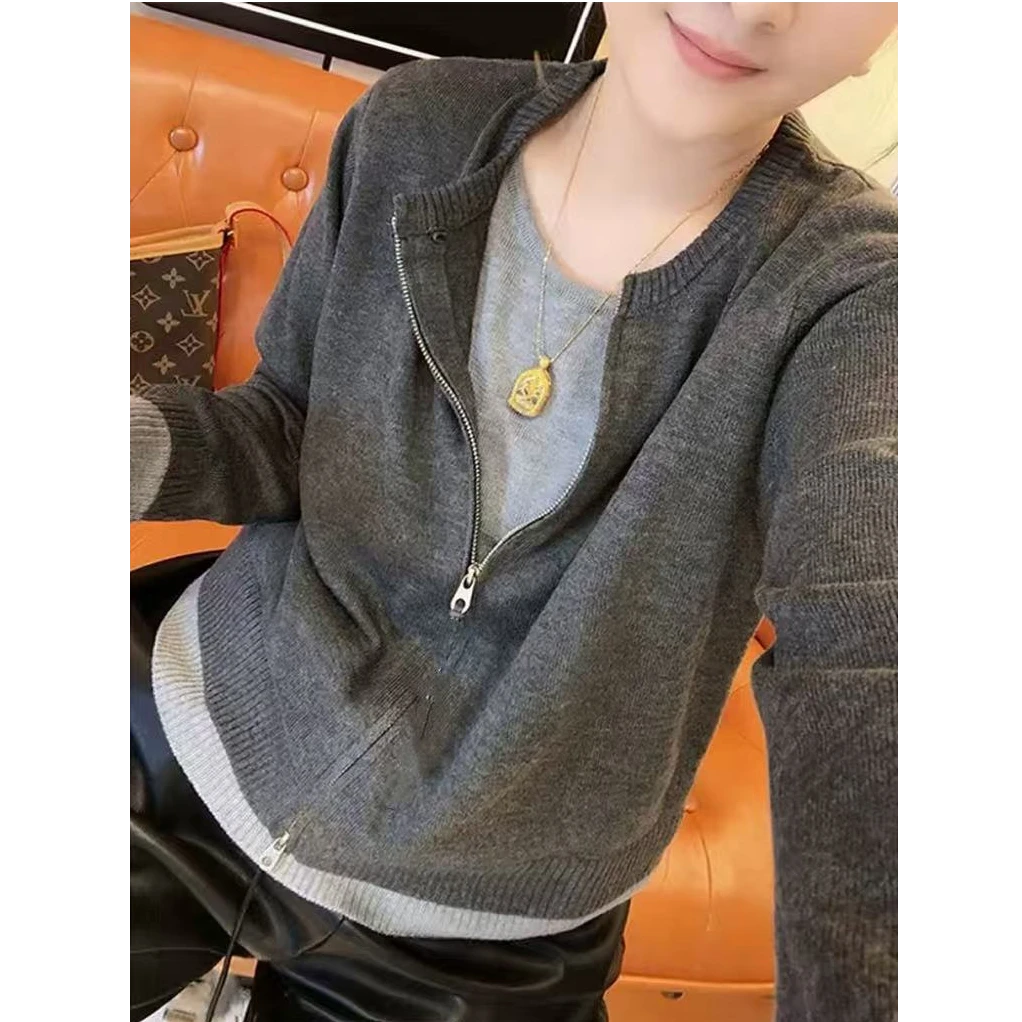 玲家精选9289款号假两件羊毛开衫