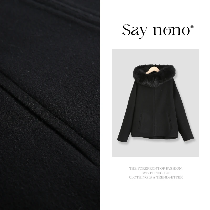 懒猫nono│Saynono 全绵羊毛狐狸毛领上衣外套/HYGZ241129