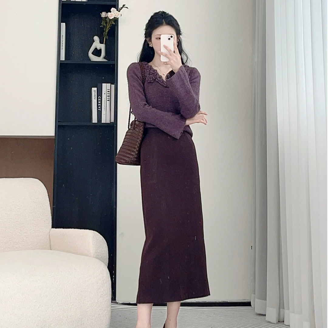 拉夏贝尔25秋新款休闲气质时尚百搭设计感上衣+半裙 10187 LSC