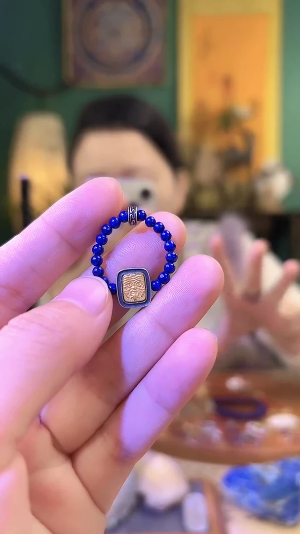 【闪购商品】青金石戒指银S925镶嵌青金石扎基拉姆戒指