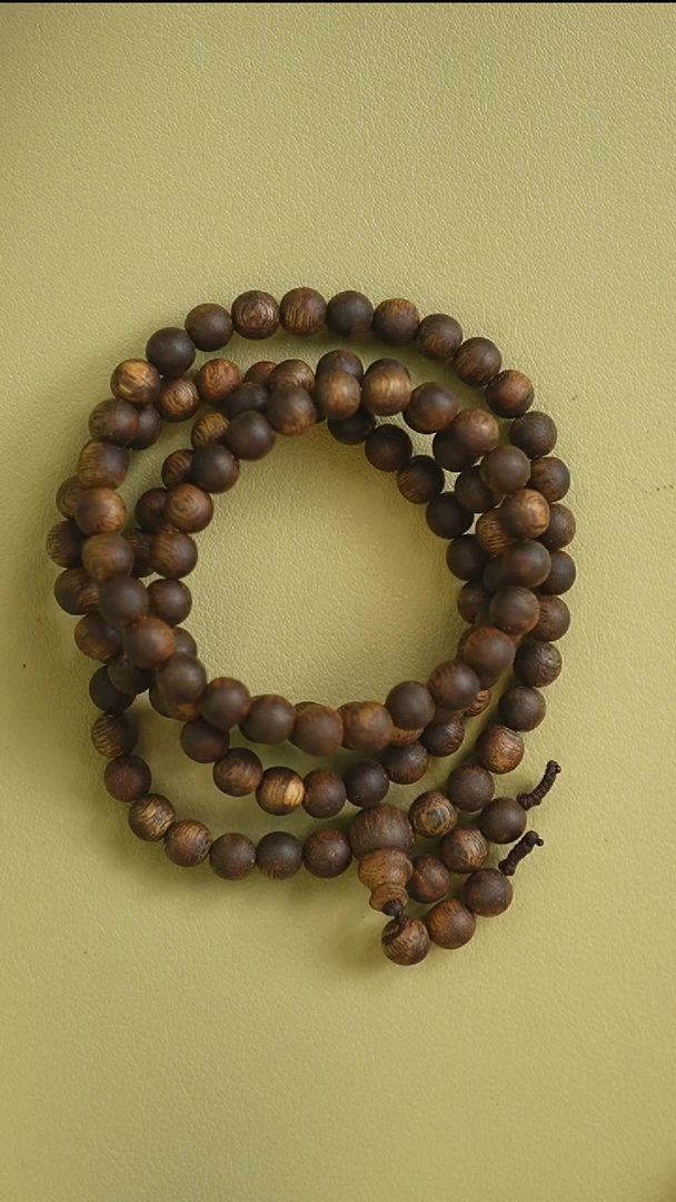 手串沉香7mm圆珠多圈绿奇楠乌身圆叶99沉