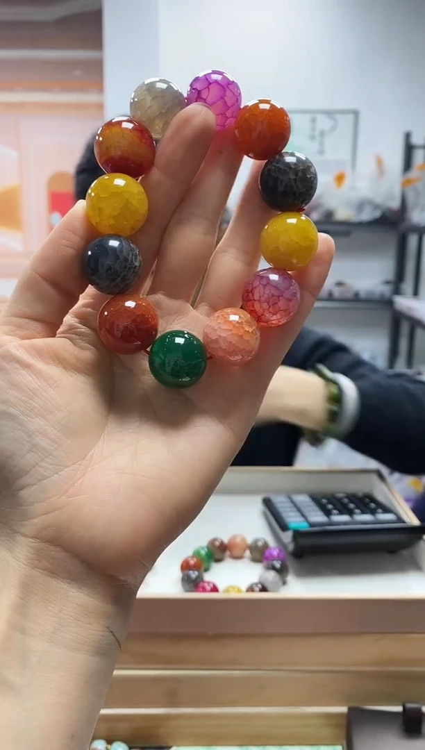 未镶嵌手串玛瑙/玉髓多宝龙纹玛瑙手串20mm