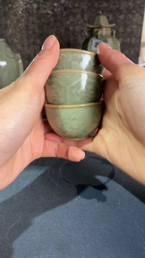 耀州窑仰山小酒盅三个一组