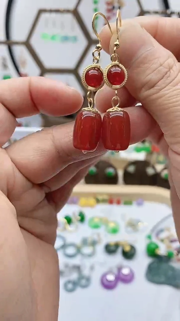 未镶嵌南红玛瑙耳饰76