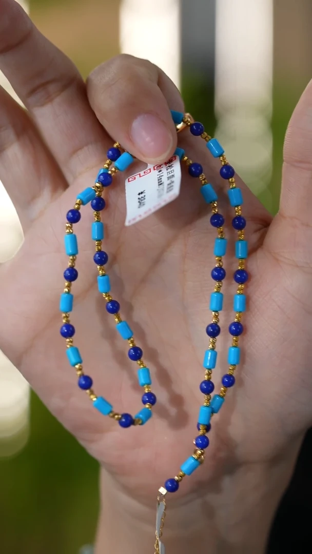 未镶嵌绿松石项链18k金秒拍号25