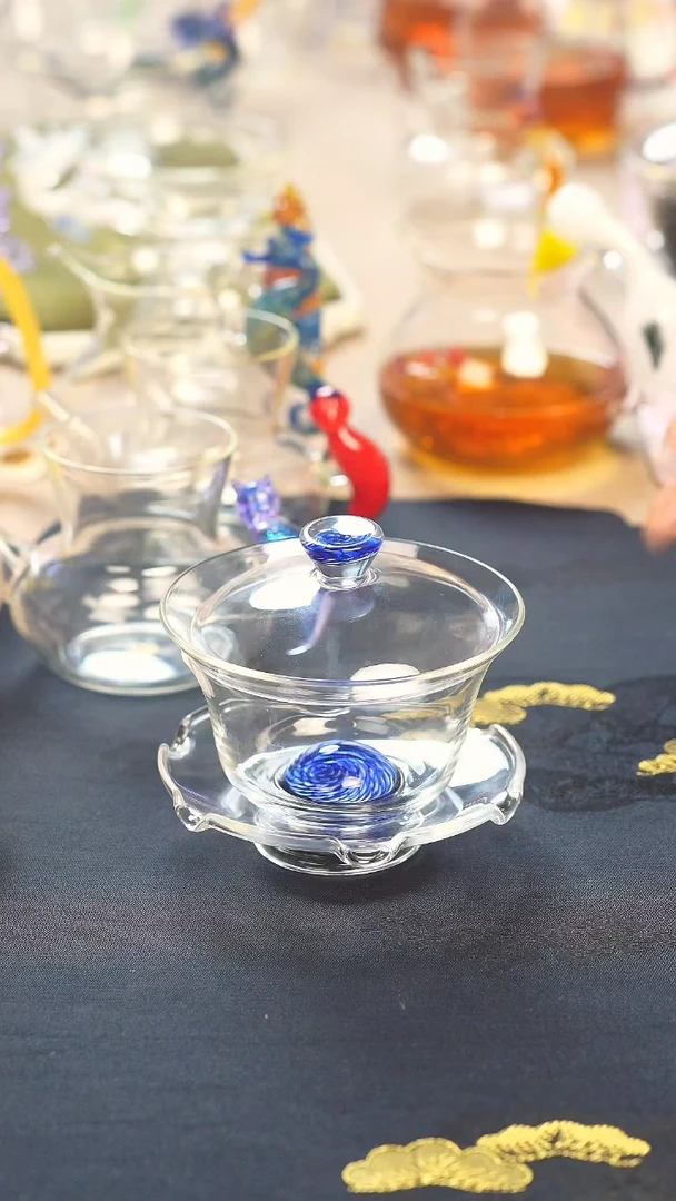 儒雅盖碗蓝凤尾晶焱金标