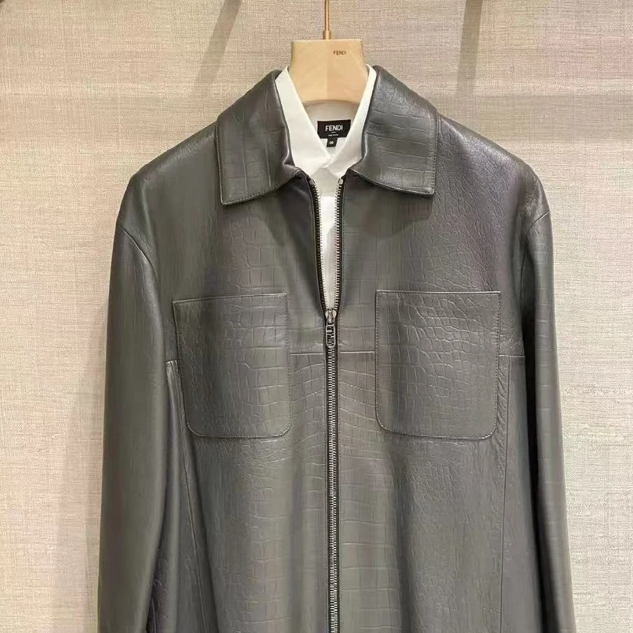 全新未使用 FENDI/芬迪 男士皮毛外套 鳄鱼纹/48码