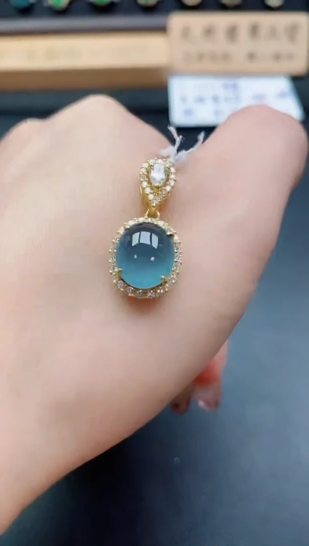 吊坠(赠链)银S925镶嵌翡翠1