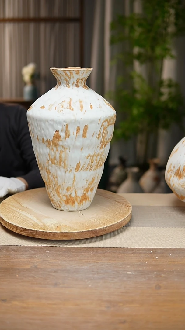 【闪购商品】陶瓷  花器诧寂黄高脚