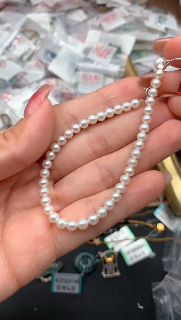 银S925镶嵌手链淡水珍珠一