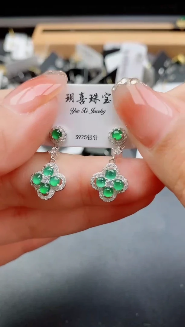 银S925镶嵌戒指翡翠1