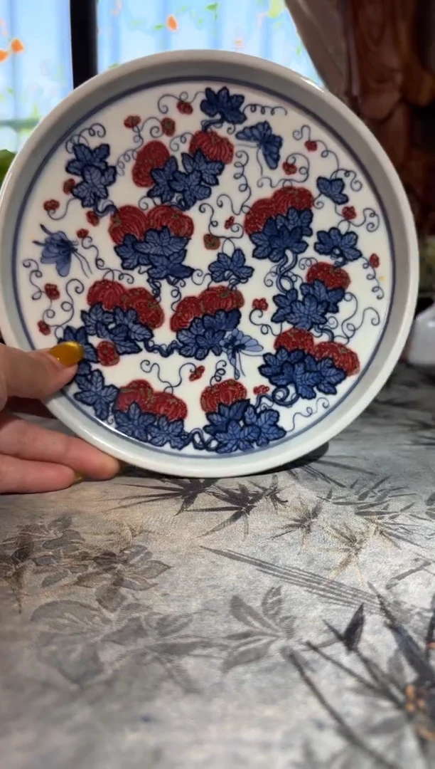 瓷孤品福利青花手绘西瓜壶承