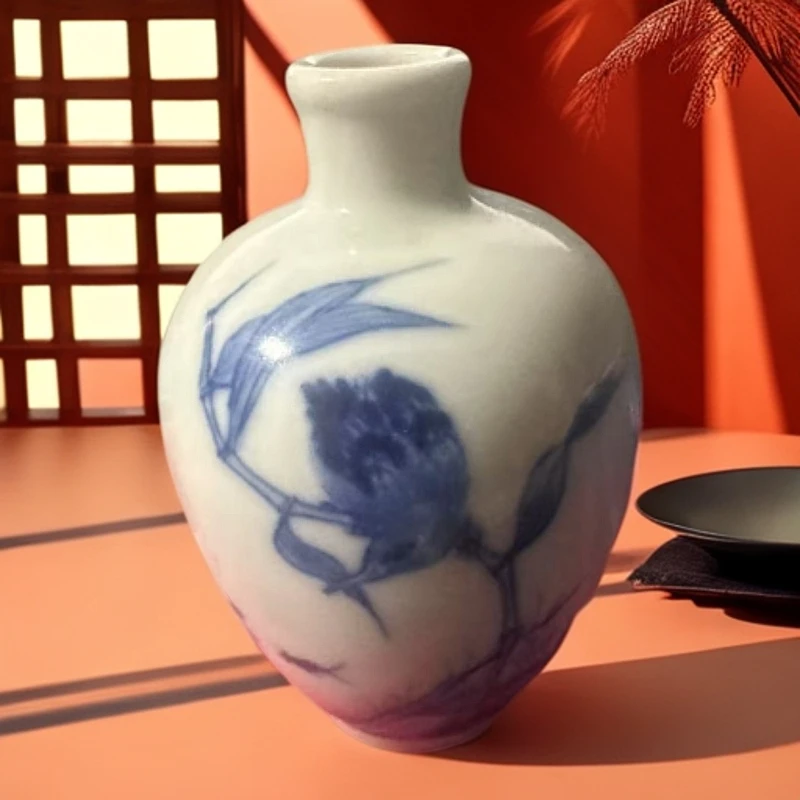 AS9416 清 康熙 青花花鸟鼻烟壶DD1