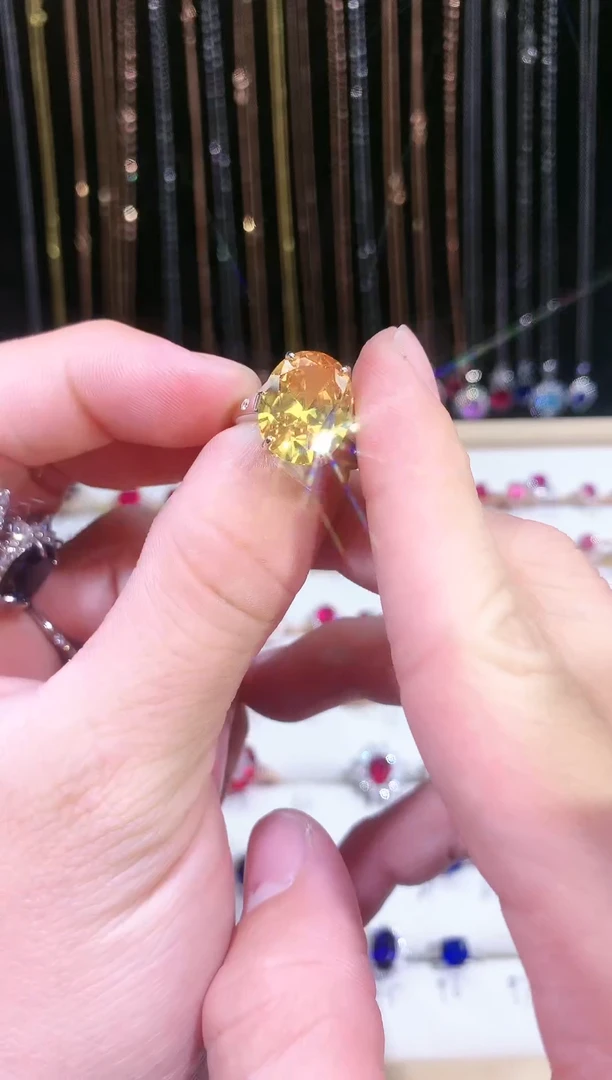 【闪购商品】黄晶戒指银S925镶嵌111111