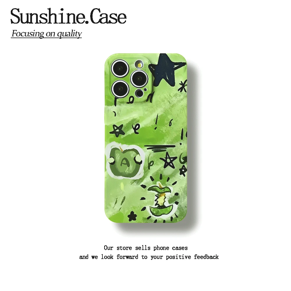 晕染青苹果菲林软壳适用苹果oppo华为vivo小米手机壳创意个性